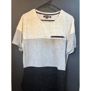 Dvision Mens XL Colorblock Space Dye T-Shirt Grey Black White Zipper Pocket Tee